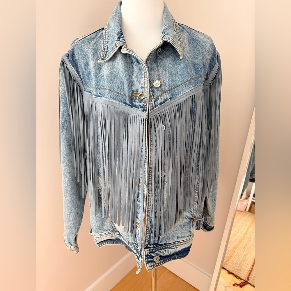 FREE PEOPLE We The Free After Hours Fringe Denim Jacket - Picture 6 of 12